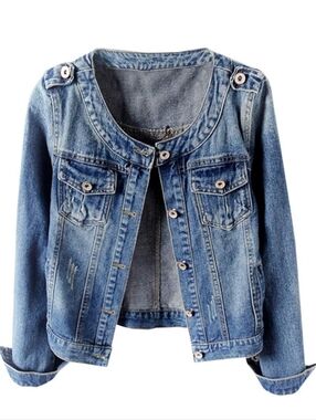 *Kedera Collarless Denim Jacket*